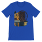True royal blue t-shirt with artistic animated print of the Hama WaterWheels from Syria. Made from premium Airlume cotton with a tailored unisex fit. Great for travel lovers, city landmark collectors, and creative street-style outfits.