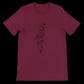 Maroon Palestine calligraphy t-shirt with hand-drawn Arabic script map printed on soft cotton fabric. High-impact fashion piece for those who embrace heritage through streetwear. Eco-friendly and made for premium DTG print quality in modern casualwear.