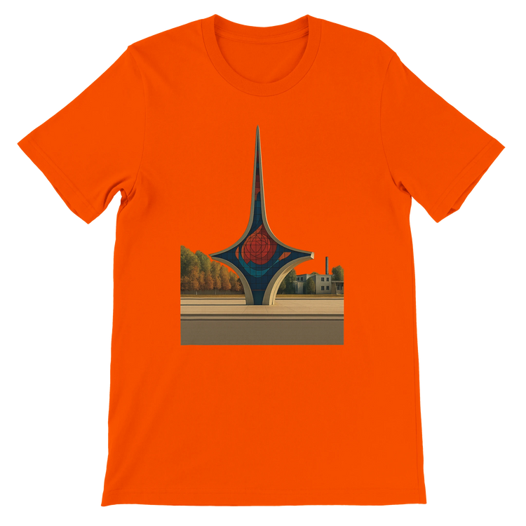 Orange Umawyeen Damascus Sword Animated Style T Shirt featuring detailed Damascus sword animated art premium unisex cotton streetwear t shirt for travelers global fashion fans and print on demand art lovers