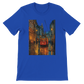 True royal blue premium unisex t-shirt with animated Istanbul Taksim Street travel art perfect for stylish streetwear outfits city landmark fans and travelers who love unique cotton graphic tees