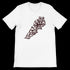 White t-shirt featuring a Lebanon map in brown Arabic calligraphy design.