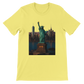 Yellow Statue of Liberty animated graphic t-shirt with bright bold design celebrating New York City and American culture. Soft premium cotton tee ideal for streetwear fashion and world landmark lovers.