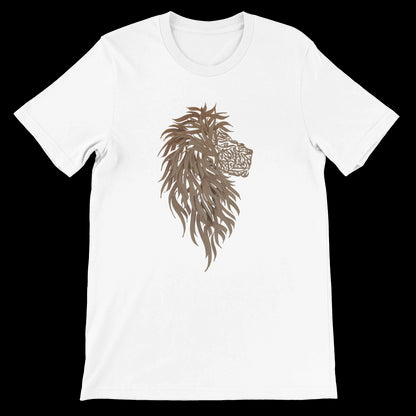 White Arabic calligraphy t-shirt with modern minimalist design featuring bold printed strokes inspired by cultural art. Soft premium cotton tee ideal for DTG printing, urban streetwear fashion, and statement identity wear for men and women.
