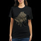 Unisex black Arabic calligraphy tee featuring piano-style design elements. Made from soft 100 percent Airlume cotton, this fashion-forward piece is perfect for modern music art enthusiasts and street style fans.