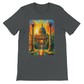 Dark grey heather streetwear tee with animated St. Paul’s Cathedral from London. DTG-optimized eco-cotton shirt with global landmark theme. Urban fashion piece for travel lovers and artistic tee collectors.