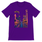 Team Purple Las Vegas City Animated Style t-shirt showcasing vibrant cartoon skyline art of Las Vegas. Premium soft cotton travel fashion shirt for streetwear enthusiasts and lovers of animated city prints.