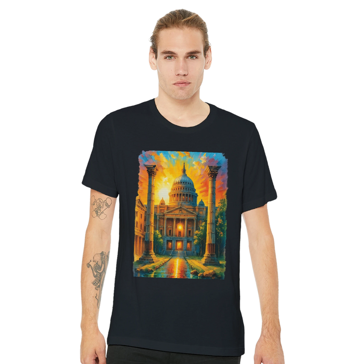 Animated cityscape tee showcasing St. Paul’s Cathedral in London. A must-have in cultural streetwear, this soft cotton shirt brings together fashion and global heritage with artistic flair.