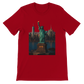 Red Statue of Liberty New York City animated graphic t-shirt with vibrant landmark art. Soft unisex cotton tee perfect for bold streetwear and world landmark inspired outfits.