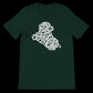 Forest green Iraq map t-shirt in Arabic calligraphy, made from eco-friendly cotton for print-on-demand fashion. Streetwear essential for cultural expression, Islamic lifestyle, and premium DTG designs.