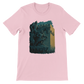 Pink animated landmark t-shirt showcasing Salah Al Din statue in Damascus Syria with artistic Middle Eastern flair. Eco-conscious cotton streetwear tee made for travelers and dreamers. Great for DTG printing and expressive world culture outfits.
