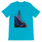 Turquoise Golden Gate Bridge animated art t shirt for vibrant streetwear and travel inspired fashion. High quality cotton tee with bold landmark design perfect for casual wear vacation outfits and city lovers apparel.