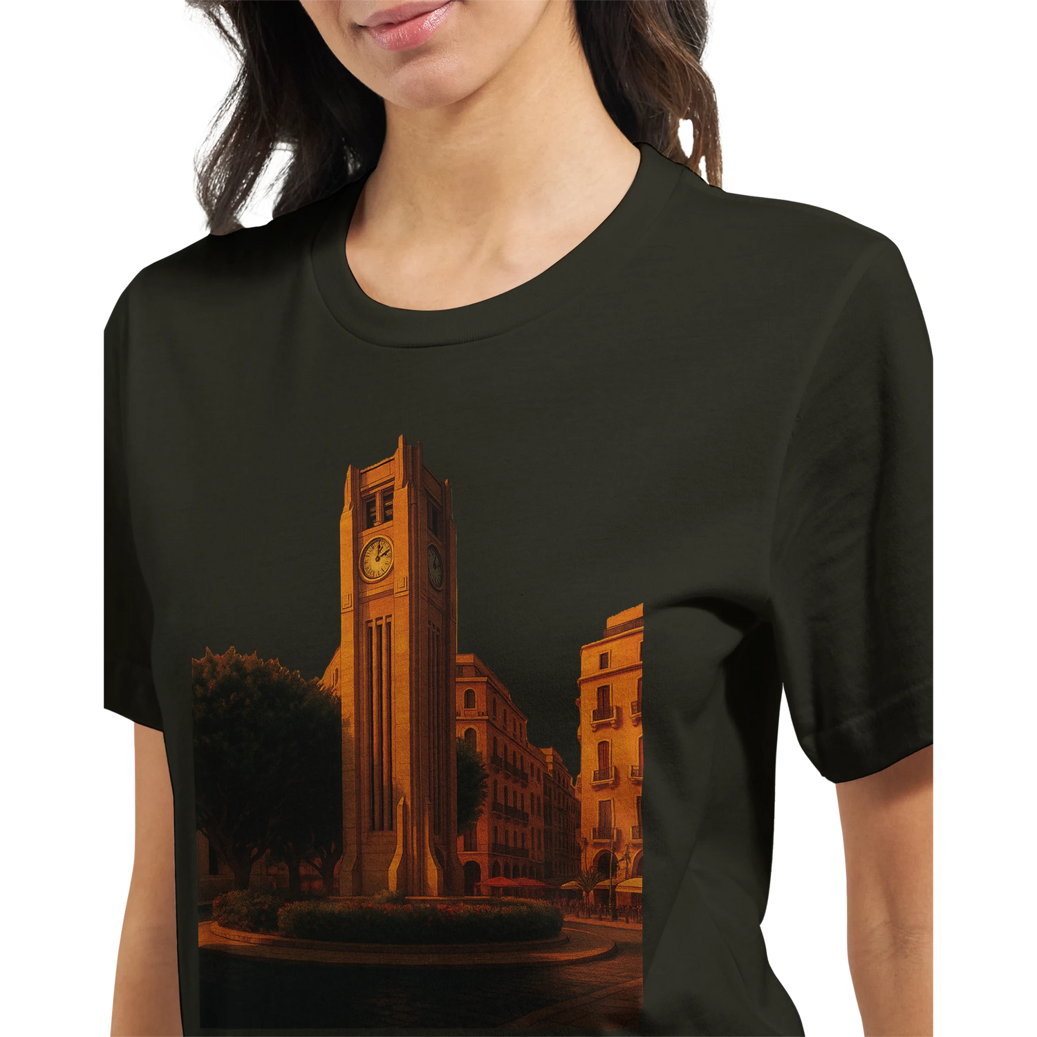 Beirut Solidere Square animated design t-shirt for travel fashion enthusiasts featuring soft breathable cotton vibrant DTG city art and stylish streetwear appeal for culture rich wardrobe looks
