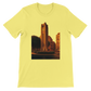 Yellow Beirut animated style landmark t-shirt featuring Solidere Square design on premium cotton with bright DTG print ideal for summer streetwear travel inspired outfits and cultural fashion lovers