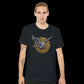 Falcon silhouette t-shirt in Arabic calligraphy style for urban fashion.