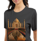 Taj Mahal animated print t-shirt made from soft eco-friendly cotton. Unique souvenir gift for travelers, Indian culture fans, and those seeking high-quality DTG printed landmark apparel for everyday wear.