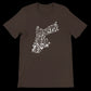 Brown Arabic calligraphy t-shirt featuring Jordanian map art. Unisex cotton tee designed for DTG printing comfort and bold cultural fashion. A unique piece in the print-on-demand wearable art niche merging tradition with modern style.