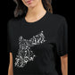 Black t-shirt designed to express cultural identity through Arabic calligraphy art of the Jordanian map. Premium DTG-optimized unisex tee made for urban fashion Islamic streetwear and cultural storytelling through clothing.