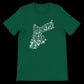 Evergreen cotton t-shirt with artistic calligraphy map of Jordan. Modern unisex fit designed for cultural streetwear and contemporary Arabic fashion. Ideal for eco-conscious shoppers who love meaningful graphic tees and wearable stories.