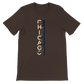 Brown Chicago City Graphic T Shirt with bold animated skyline illustration stylish travel streetwear tee for Chicago culture lovers and urban fashion enthusiasts