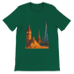 Evergreen City Landmarks Animated T Shirt with bold and colorful animated designs of architectural wonders from across the world. Soft breathable cotton tee for travelers streetwear lovers and fans of vibrant city skyline fashion.