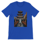 True royal blue Ancient Chinese Mega Bridge animated style graphic tee featuring bold colorful landmark artwork high quality DTG print on soft breathable cotton ideal for world traveler outfits and modern urban streetwear fashion