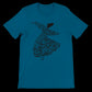 Deep Teal Whirling Dance T-Shirt with vibrant DTG Arabic calligraphy design created for fashion-forward wearers expressing identity through movement and artistic cultural streetwear apparel