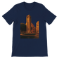 Navy Beirut animated landmark t-shirt with Solidere Square city design printed in high definition DTG colors on premium cotton for stylish streetwear travel inspired looks and culture enthusiasts