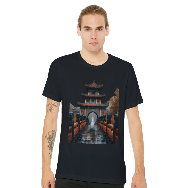 Ancient Chinese Mega Bridge animated design t-shirt vibrant DTG print soft cotton tee perfect travel souvenir gift for world travelers architecture lovers and Asian cultural fashion fans