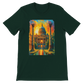 Forest green London graphic tee with animated St. Paul’s Cathedral design. DTG-optimized cotton shirt for streetwear, travel culture, and artistic fashion lovers. Breathable, durable, and crafted for style and comfort.