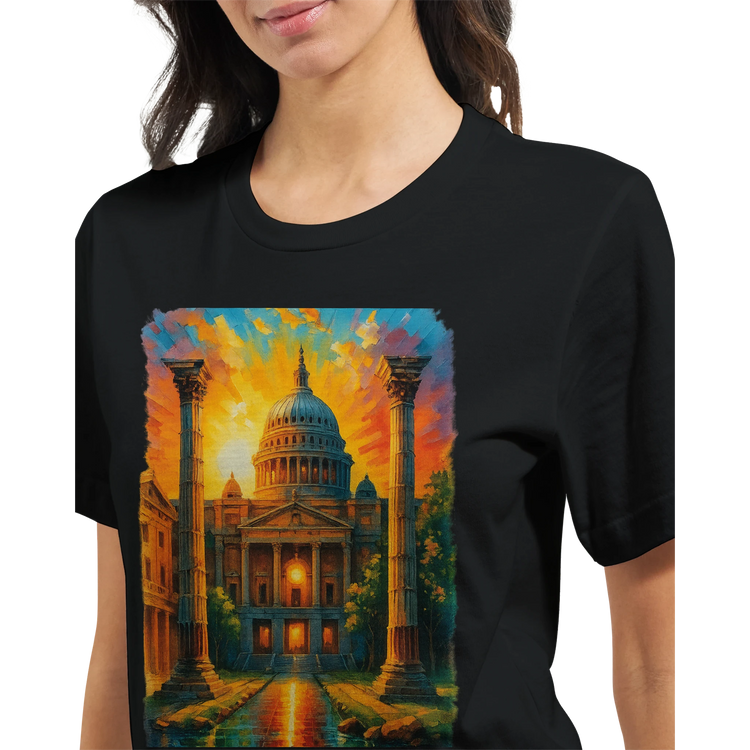Stylish unisex tee with bold St. Paul’s Cathedral print, inspired by iconic London landmarks. Ideal for history buffs, travel influencers, and architectural art fans. DTG-ready and eco-friendly material.