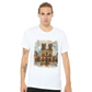 Notre Dame Cathedral Paris France travel art t shirt featuring vibrant animated city design. Lightweight cotton tee for streetwear outfits, urban explorers, and cultural fashion fans.