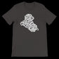 Vintage black calligraphy t-shirt with artistic Iraq map print. DTG-friendly streetwear shirt for cultural pride, Islamic fashion lovers, and Arabic art enthusiasts. Soft cotton fabric and stylish fit for everyday wear.