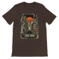 Brown Tokyo Nights animated t shirt with neon Japanese skyline artwork stylish and soft cotton unisex shirt eco friendly DTG printed perfect for urban fashion anime enthusiasts and print on demand travelers clothing collections