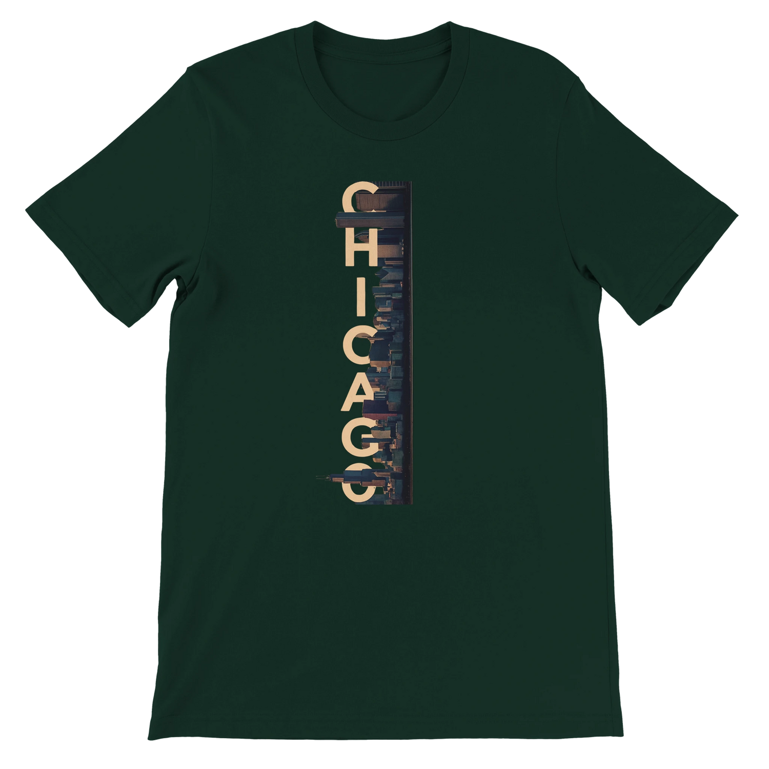 Forest Chicago City Graphic T Shirt with stylish animated skyline print premium cotton tee for travelers urban fashion lovers and cultural landmark collectors