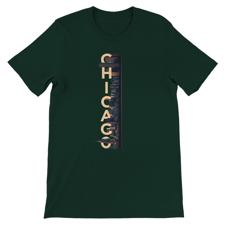 Forest Chicago City Graphic T Shirt with stylish animated skyline print premium cotton tee for travelers urban fashion lovers and cultural landmark collectors