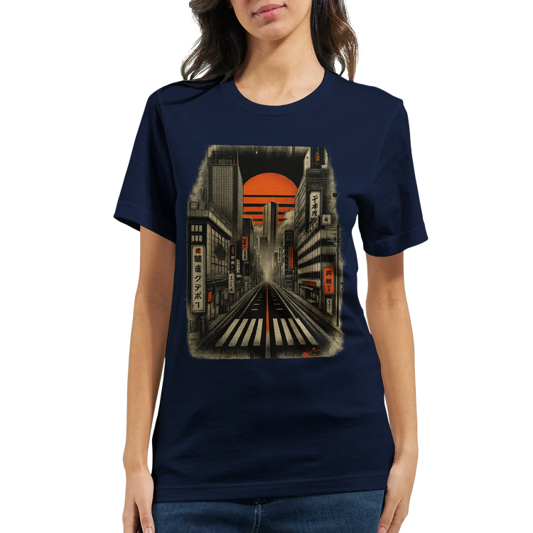 Urban Japanese culture fashion t shirt with bold animated Tokyo city design vibrant neon colors premium cotton eco friendly casual streetwear top for anime fans gamers and world travel lovers
