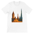 White City Landmarks Animated T Shirt featuring vibrant illustrations of world famous landmarks including the Eiffel Tower Pyramids and Big Ben. Premium unisex travel lover graphic tee made from soft cotton for architecture fans streetwear enthusiasts and wanderlust fashion lovers. Perfect for casual wear and urban outfits.