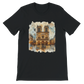 Black Notre Dame Cathedral Paris landmark art t shirt with bold animated city design. Premium eco friendly cotton tee perfect for street style, travel fashion lovers, and everyday cultural outfits.