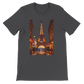 Dark grey unisex t-shirt with animated Eiffel Tower Paris design for stylish travelers and streetwear lovers premium breathable cotton comfortable fit eco friendly materials perfect for global culture fashion and print on demand clothing