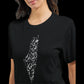 Black t-shirt featuring Arabic calligraphy of the Palestine map designed for art-forward streetwear enthusiasts. This unisex tee blends modern urban fashion with traditional Arabic design, made from soft cotton and optimized for DTG printing. Ideal for print-on-demand stores showcasing Middle Eastern aesthetics.