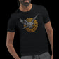 Graphic tee with flying falcon calligraphy design for bold streetwear looks.