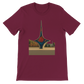 Maroon Umawyeen Damascus Sword Animated Style T Shirt with premium printed sword artwork inspired by Damascus in animated style perfect for travel lovers cultural streetwear and art inspired clothing collections