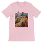 Pink Al Aqsa Mosque animated landmark T-shirt featuring bright artistic mosque illustration on high quality unisex cotton shirt. Ideal for travelers art lovers and street style fans who embrace cultural heritage fashion.