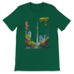Evergreen Toronto skyline t shirt with animated CN Tower print on high quality breathable cotton. Perfect for world travelers and modern street style fans who want to wear iconic landmarks with a creative twist. Soft unisex tee made with eco friendly materials for lasting comfort.