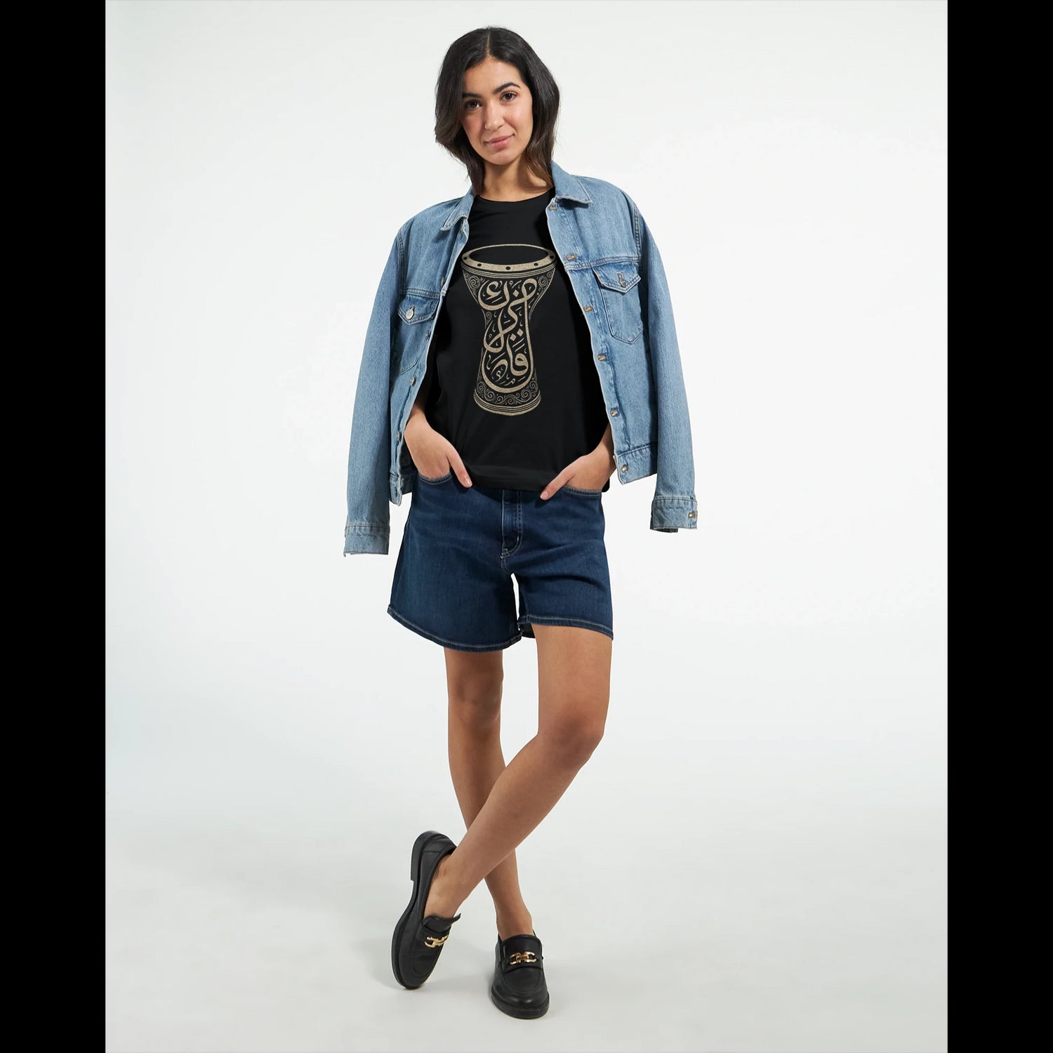 Premium black DTG t-shirt with Arabic calligraphy design crafted for cultural creatives and lovers of Middle Eastern inspired fashion. This street-ready tee features a tailored unisex fit and superior cotton comfort designed for high-resolution digital prints and everyday styling.