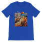 True royal blue Al Aqsa Mosque animated landmark graphic tee made with soft premium cotton. Stylish unisex travel and culture T-shirt ideal for Islamic art enthusiasts urban wear fans and vibrant street style outfits.
