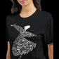 Premium unisex calligraphy t-shirt featuring a graceful Arabic dance-inspired print crafted with DTG-friendly eco cotton offering comfort style and a bold statement for cultural fashion and artistic lifestyle branding