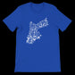 True royal blue t-shirt with Arabic calligraphy Jordan map design. Eco-friendly cotton shirt crafted for high-quality DTG prints. A unisex fashion piece perfect for lovers of Middle Eastern art bold expressions and stylish cultural identity wear.
