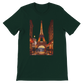 Forest green animated Eiffel Tower Paris t-shirt with colorful travel themed design premium breathable cotton unisex fit perfect for streetwear fashion travel outfits and eco friendly print on demand global culture clothing
