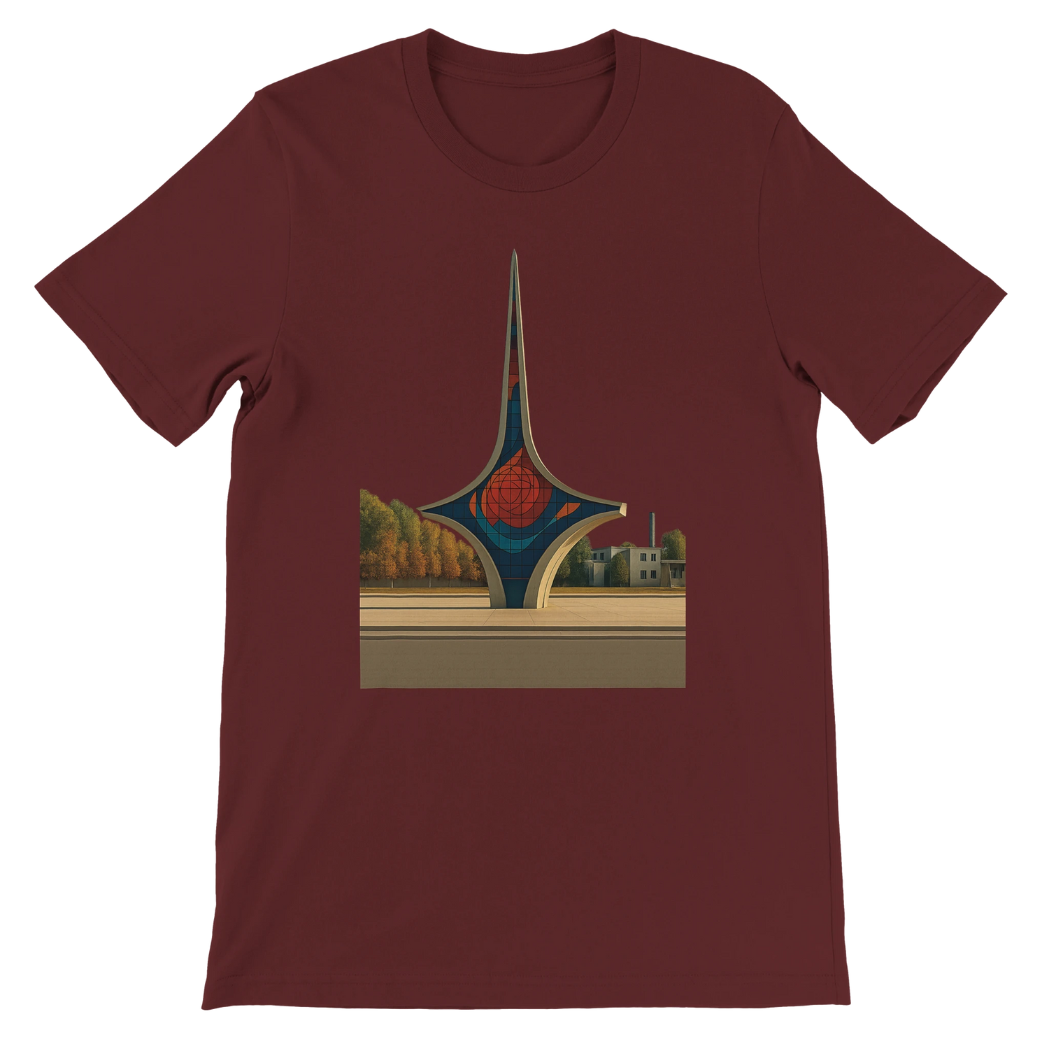 Heather Maroon Umawyeen Damascus Sword Animated Style T Shirt featuring bold Damascus sword design in animated style soft cotton unisex tee for travel lovers artistic apparel collectors and cultural streetwear fans